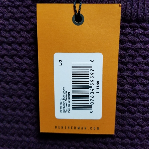 Ben Sherman textured burgundy sweater size large - Picture 3 of 3